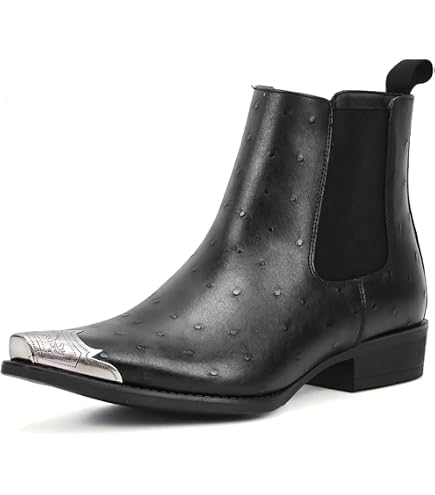 Amazon.com | Men's Double Buckle Chelsea Boots, Low Top Pointed